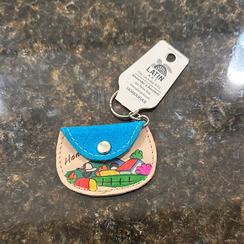 Handmade Blue and Tan Honduras Keychain
